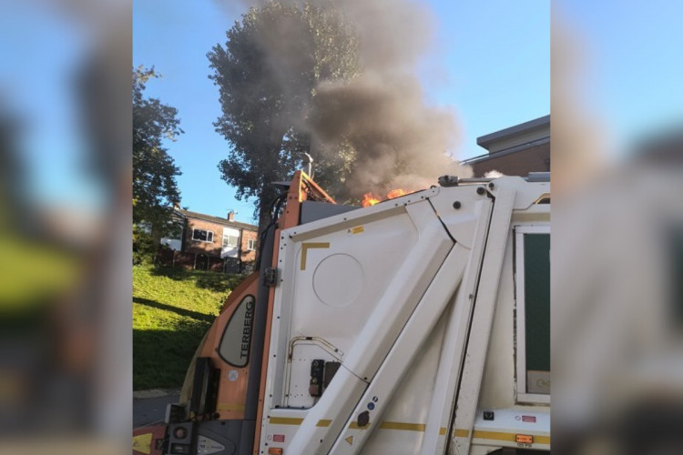 The bin lorry caught fire while out on its rounds in Macclesfield (Credit: CEC)