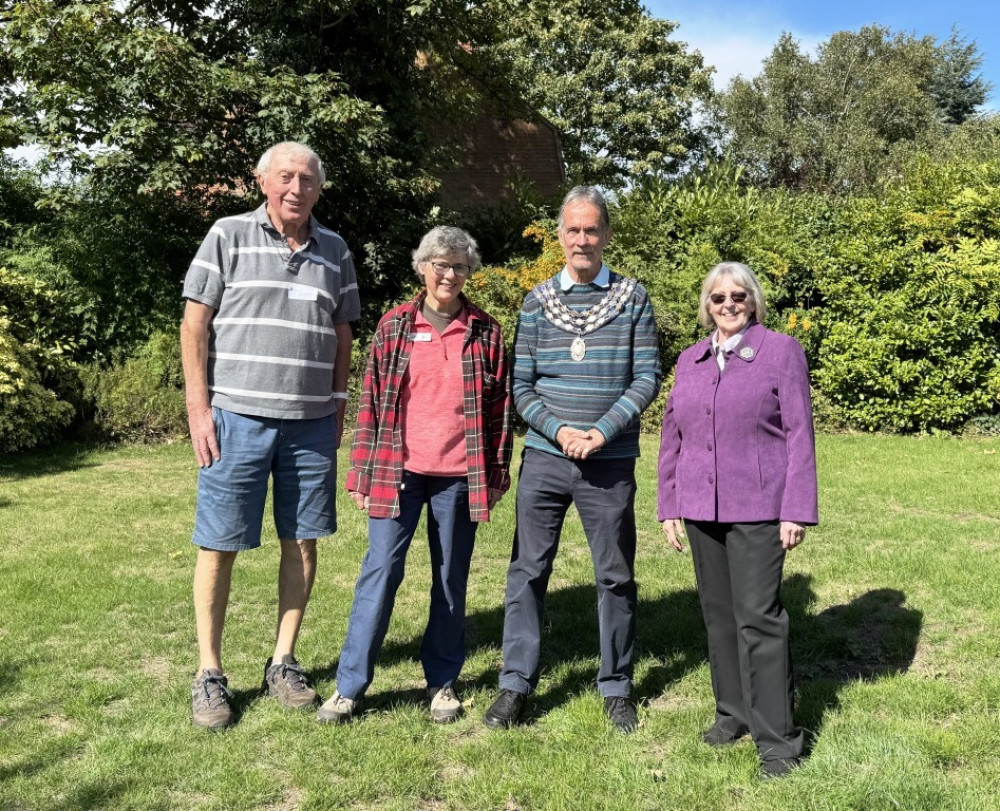   Geoff Litterick, local volunteer; Kate Ashbrook, OSS general secretary; Mayor James Kennedy; Jan Cooper, historian (image supplied) 