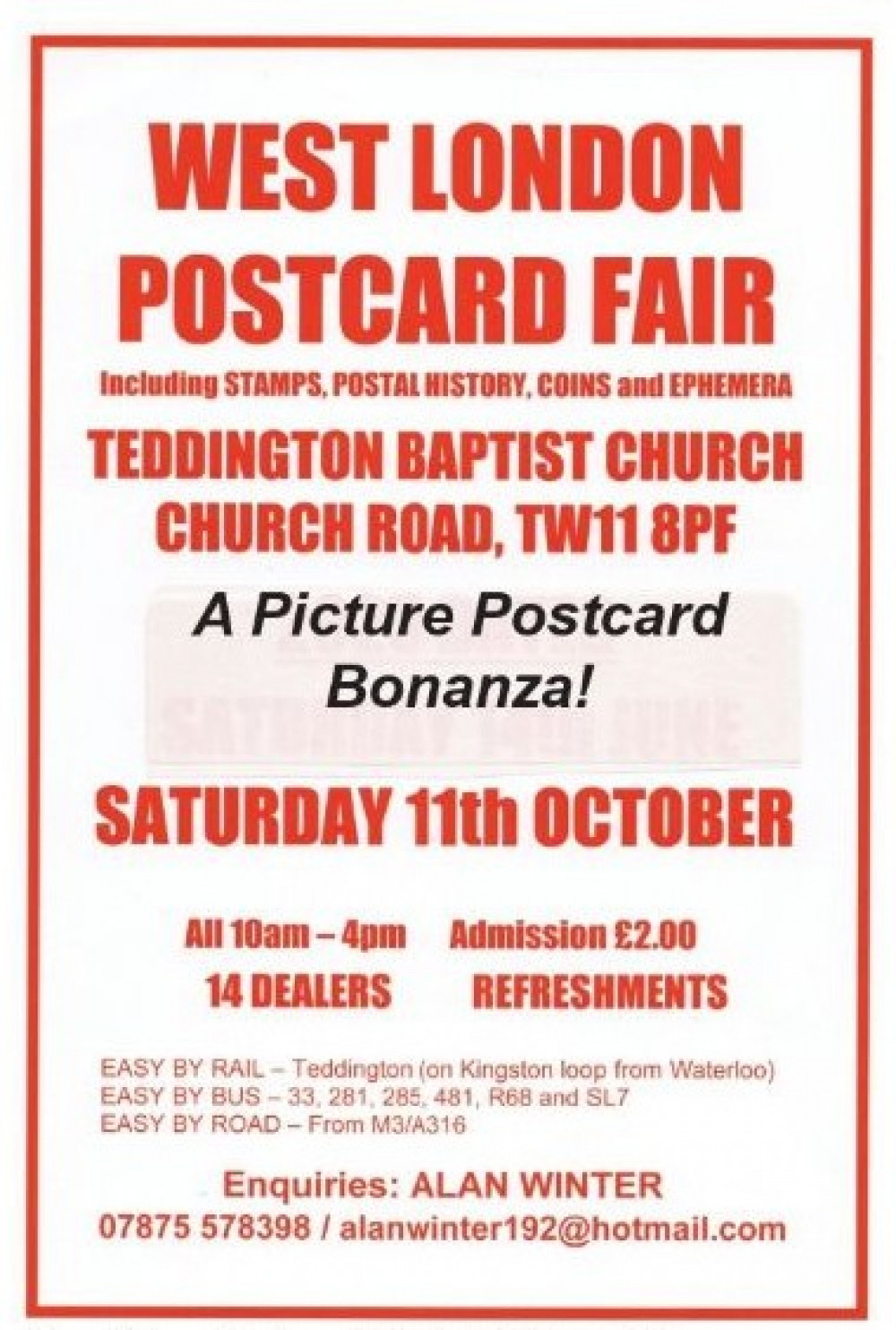 WEST LONDON POSTCARD FAIR WEST LONDON POSTCARD FAIR