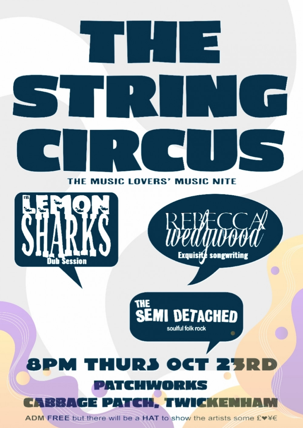 THE STRING CIRCUS with THE LEMON SHARLS and REBECCA WEDGWOOD