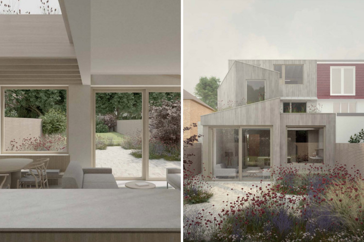 An artist impression of the inside and rear of revamped home which would see an increase in its size (credit: Planning application).