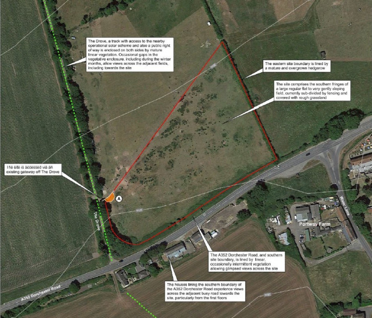 An aerial view of the site
