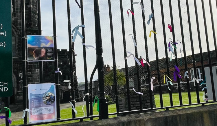 Louise Bullock has organised a ribbon display in Macclesfield to mark Baby Loss Awareness Week (Credit: Louise Bullock)