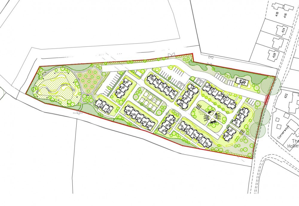 The almshouses could be built near Cromwell Lane (image via planning application)