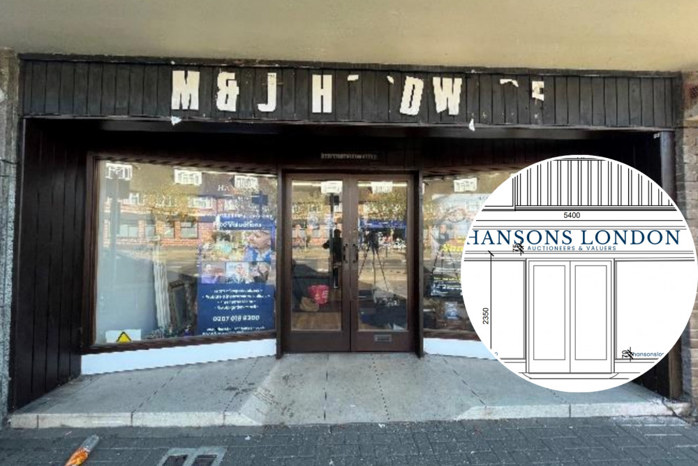 The former M & J Hardware shop on Upper Ham Road will soon display new Hansons Auctioneers signage (credit: Planning application).