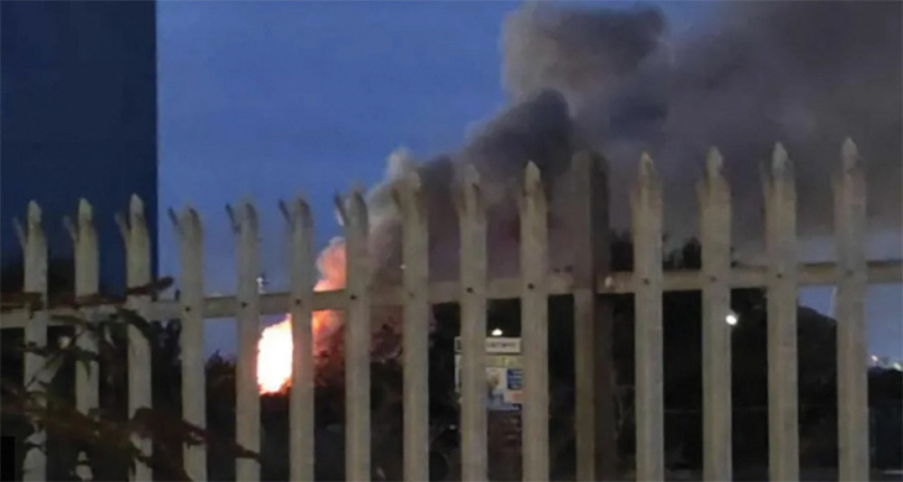 The scene at the scrapyard in the early hours of today.