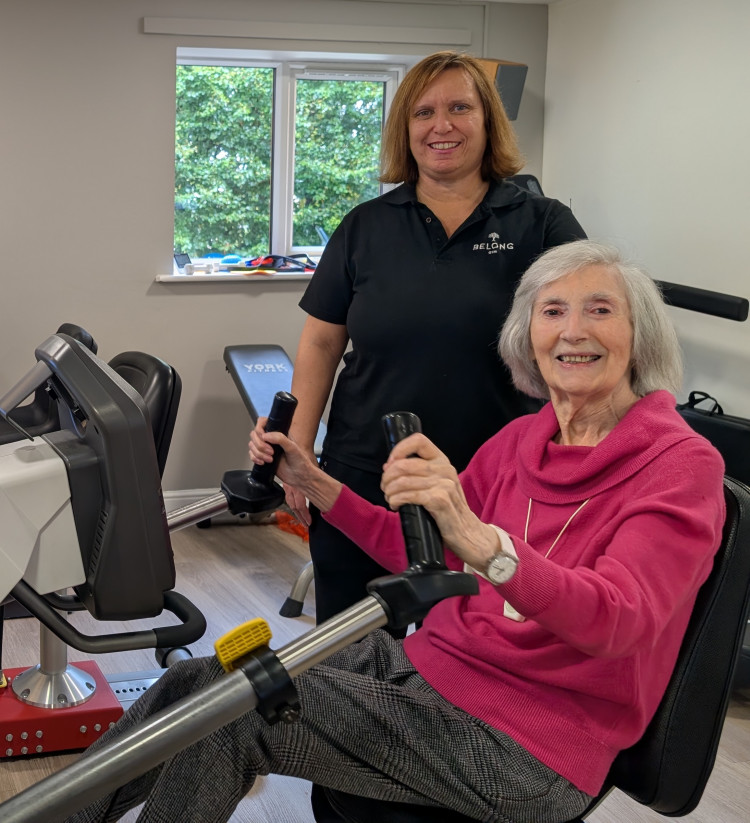 Lead exercise specialist at Belong, Barbara Tait, with resident, Maureen Fitzpatrick (Belong).
