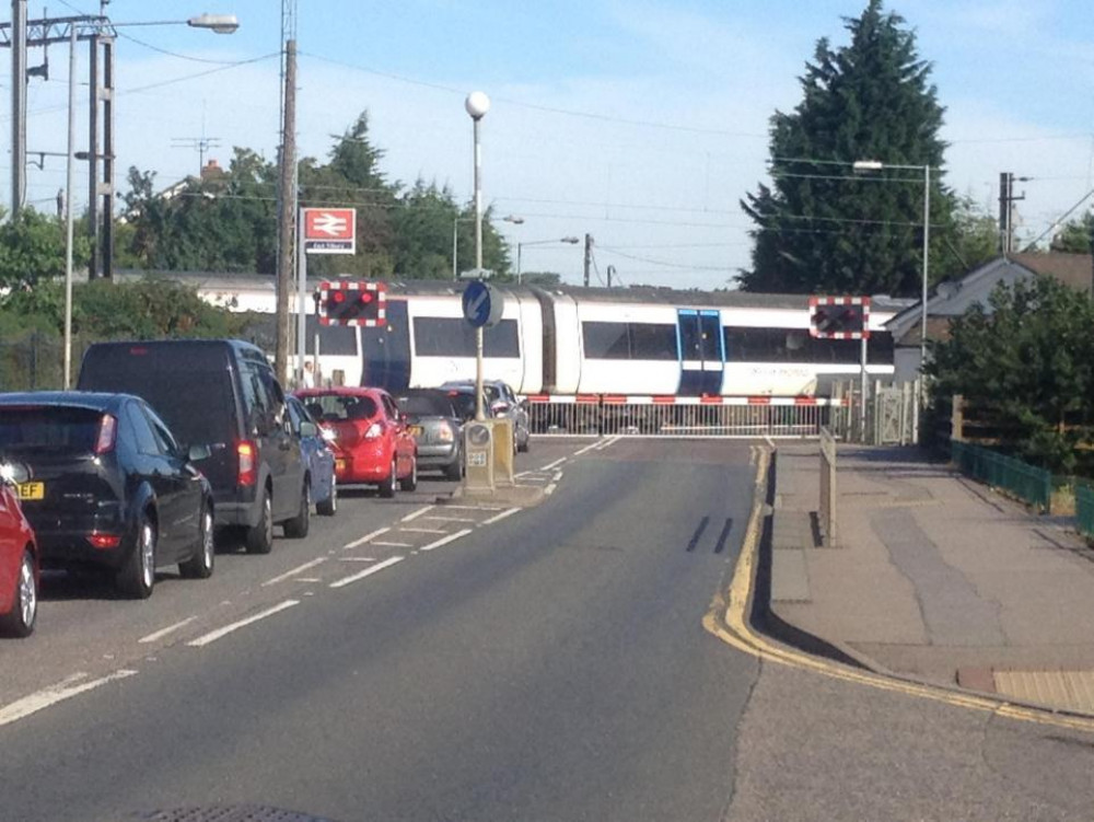 The rail crossing at East Tilbury. The rail crossing at East Tilbury.