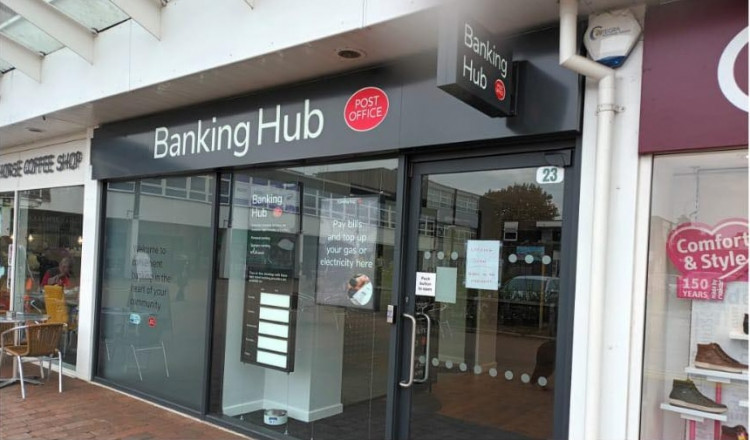 Signs are up at the new banking hub in Talisman Square (image by Cllr Alison Insley)