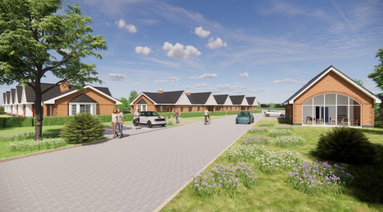 The almshouses will be built near Cromwell Lane (image via planning application)