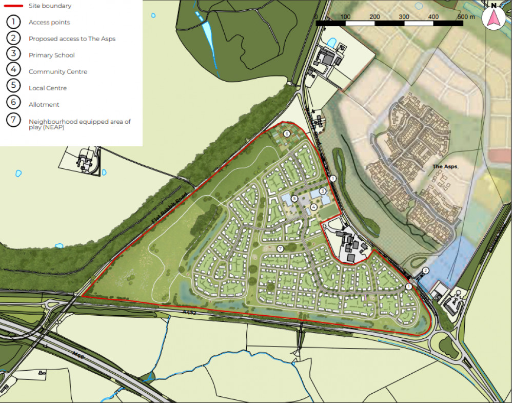 The masterplan for the proposed 750 homes (image via Framptons)