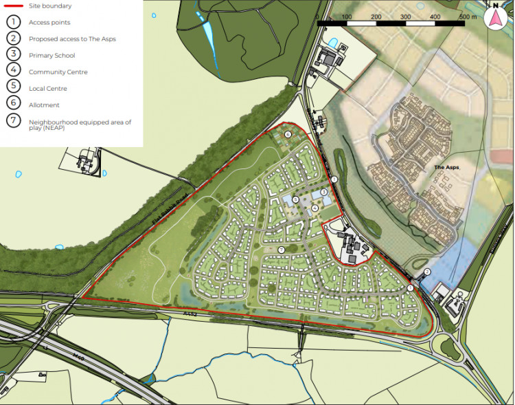 The masterplan for the proposed 750 homes (image via Framptons)