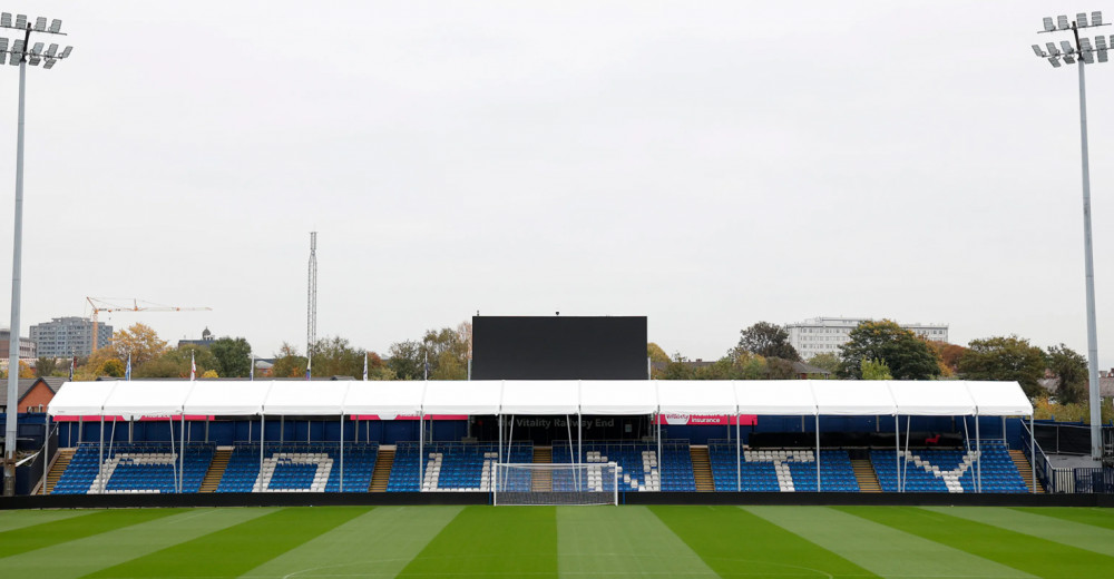 The Vitality Railway End at Edgeley Park now boasts a temporary roof to protect fans from adverse weather (Image - Stockport County)
