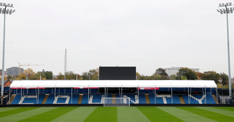 The Vitality Railway End at Edgeley Park now boasts a temporary roof to protect fans from adverse weather (Image - Stockport County)
