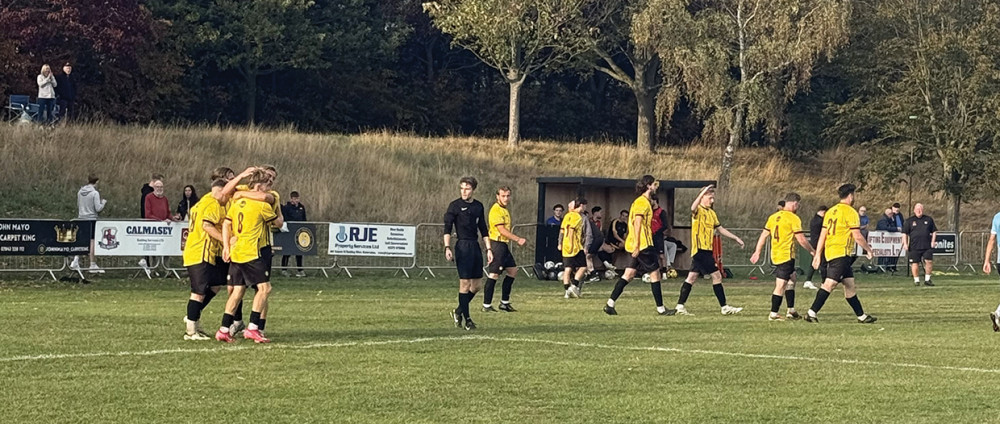 Rocks celebrate the winning goal. Rocks celebrate the winning goal.
