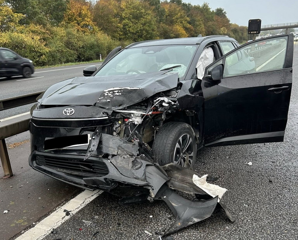 The M40 was closed around Warwick following the incident (image via Warwickshire OPU) The M40 was closed around Warwick following the incident (image via Warwickshire OPU)