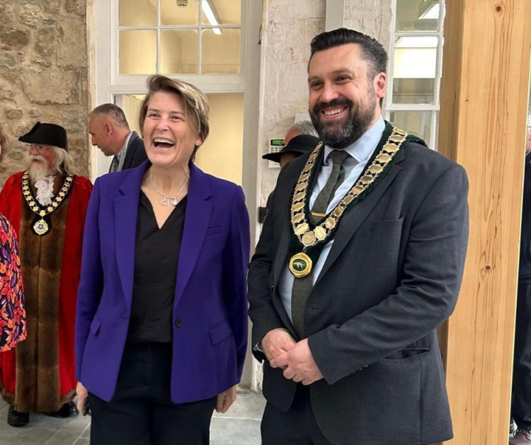 Glastonbury MP Sarah Dyke, pictured with Cllr Bryan Knickerbocker from Street, hails the town's new Health and Wellbeing Hub as a model for national healthcare reform,