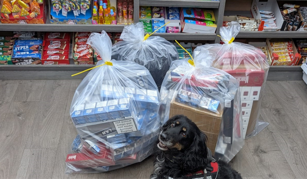 A haul of illegal products discovered by specialist detection dog, Mostyn (Credit: Cheshire Police) A haul of illegal products discovered by specialist detection dog, Mostyn (Credit: Cheshire Police)