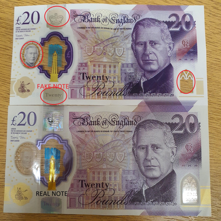 Retailers in Glastonbury and nearby areas are urged to verify £20 notes for authenticity after incidents with counterfeits.