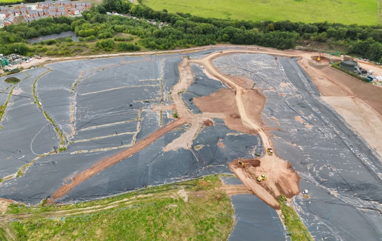 Clay being placed on Walleys Quarry landfill site in Silverdale to prevent gas emissions (Image from council report)
