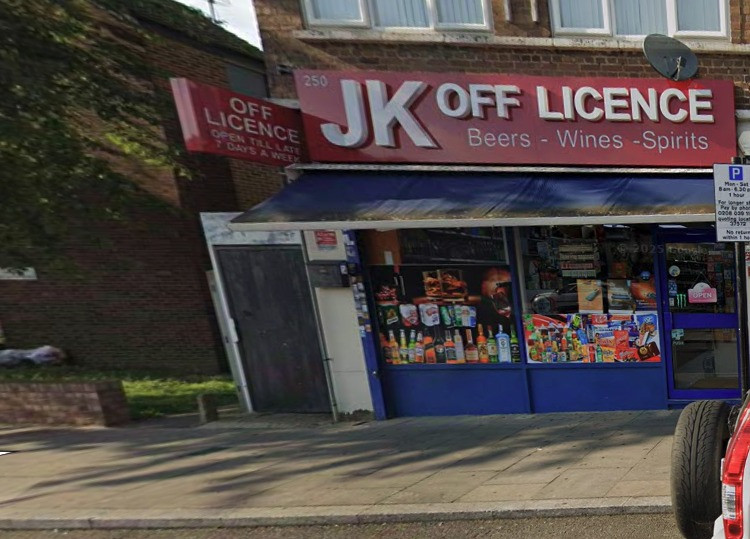 JK Off License on Ruislip Road, Greenford, has lost its alcohol licence after immigration officers discovered an illegal worker being paid in food (credit: Google Maps).