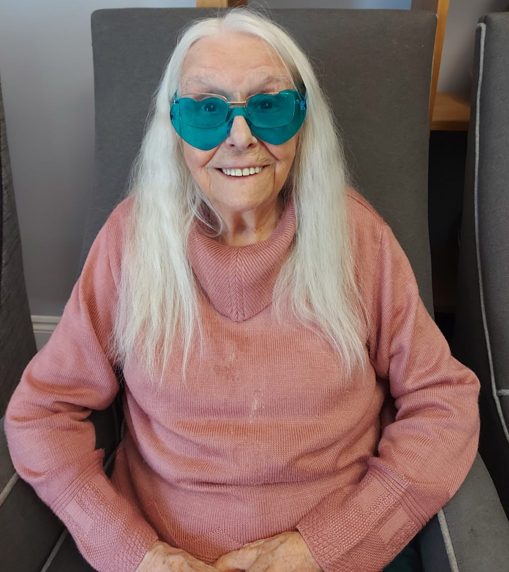 In the spirit of Strictly Come Dancing, Crandon Springs Care Home resident Doreen donned her party glasses and enjoyed the home’s dementia-friendly dance party. In the spirit of Strictly Come Dancing, Crandon Springs Care Home resident Doreen donned her party glasses and enjoyed the home’s dementia-friendly dance party.