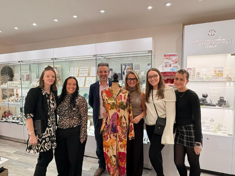 Jude, Vikki, Carl, Marjory the mannequin, Caroline, Helen and Megan at Edmonds (image supplied) 