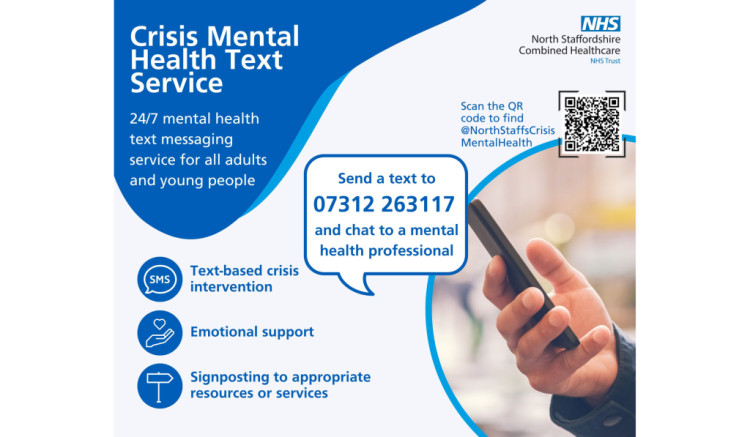 North Staffordshire Combined Healthcare NHS Trust launches 24/7 mental health text service (image via nhs.uk) 