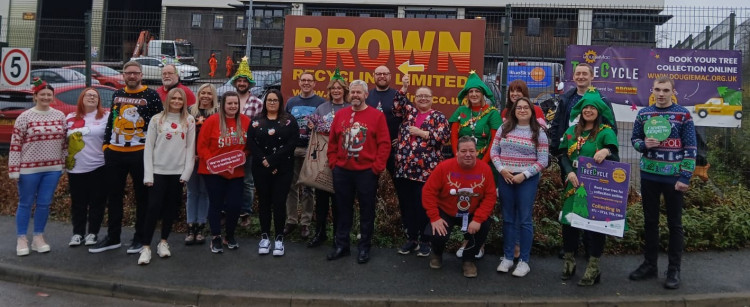Christmas Jumper Day fundraiser at Brown Recycling (image via Douglas Macmillan Hospice)
