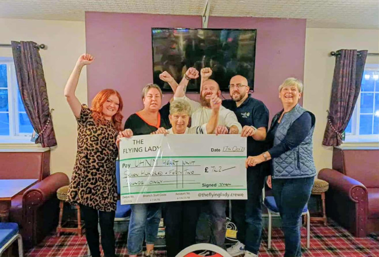 The Flying Lady, Coleridge Way, raised £742 for the Heart Unit at North Staffordshire Hospital (Nub News).