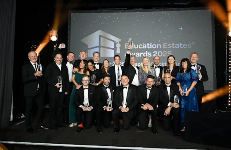 Lisburne School staff celebrate winning the 'project of the year' accolade at the Education Estates Awards 2025 (Image - Stockport Council)