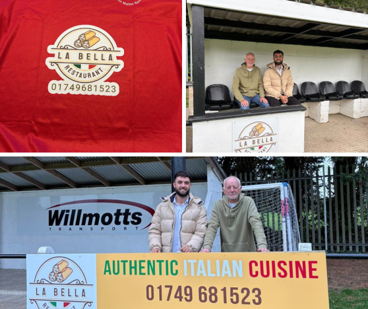 La Bella Restaurant in Shepton Mallet now sponsors Shepton Mallet FC, supporting the club's facilities and youth development.