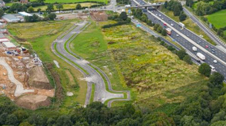 Plans for a hotel, pub, offices, Costa and McDonalds off the M6 in Sandbach are recommended for approval – but planners warn that could change to refusal if issues such as landscaping aren’t resolved. (Photo: W&S Sandbach Application Site Off M6 At Sandbach (W&S From Planning Docs) The Sandbach application site for McDonalds, Costa, hotel and pub is on land bounded by Old Mill Road and the M6 northbound slip road at J17 (W&S)
