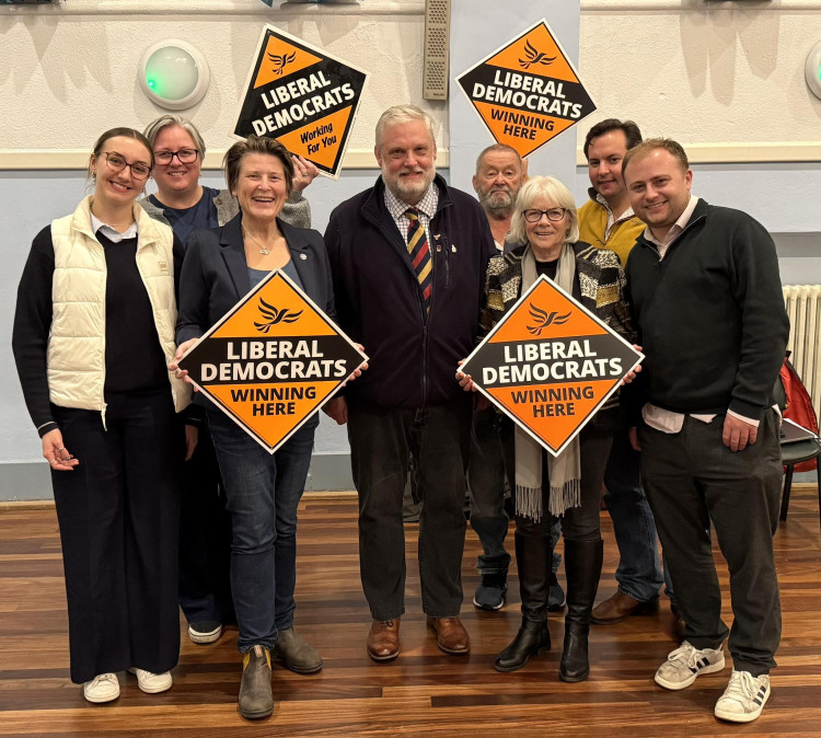 The Liberal Democrats retained Glastonbury in a five-way by-election on 23 October 2025, with Ewan Cameron (centre) elected, succeeding the late Nick Cottle