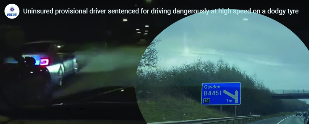 The driver was chased for 10 minutes along the A46, M40 and M42.