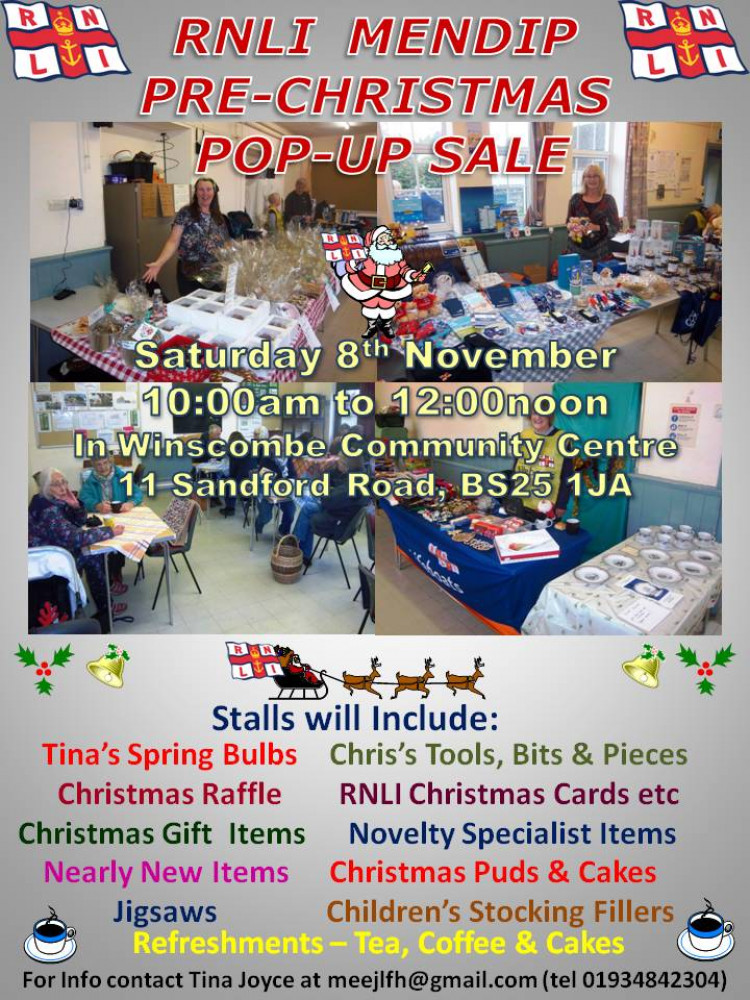 RNLI MENDIP BRANCH POP-UP SALE – SATURDAY 8th NOVEMBER RNLI MENDIP BRANCH POP-UP SALE – SATURDAY 8th NOVEMBER