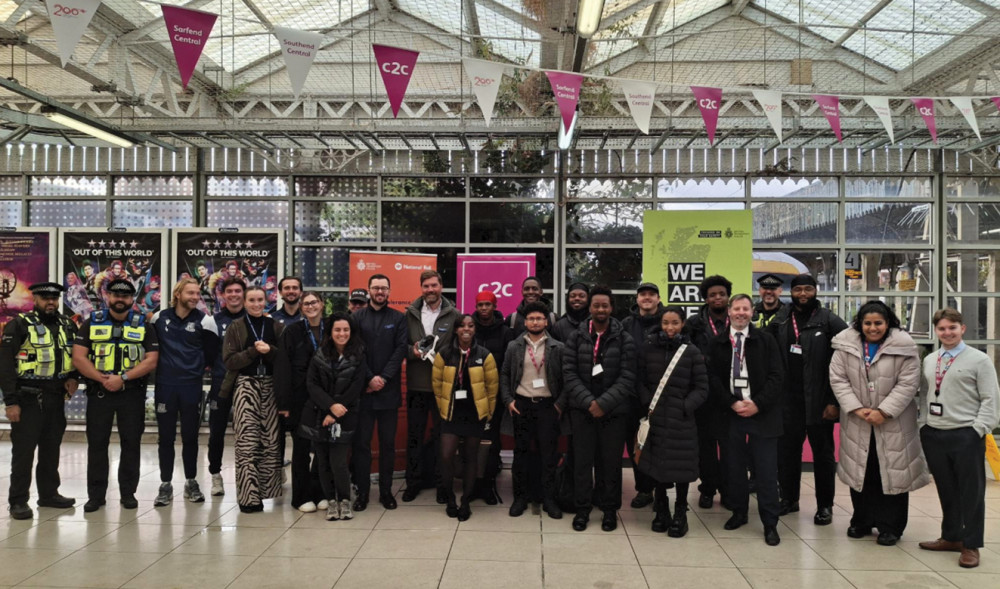 Participants in the event at Southend Central rail station Participants in the event at Southend Central rail station
