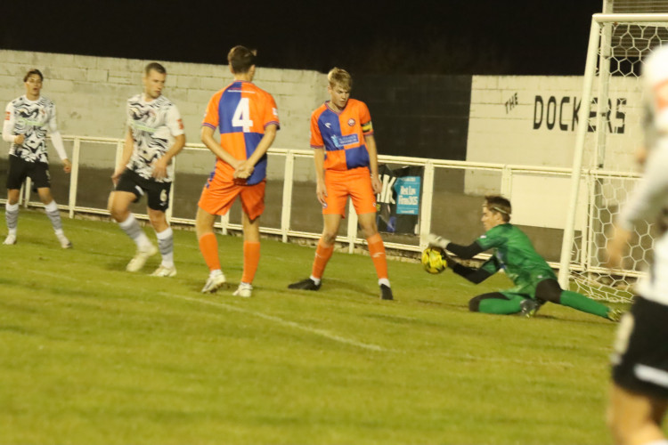 Debutant young Iron goalkeeper Lewis Athersmith had plenty to do and pulled off some decent saves, despite being beaten eight times. Debutant young Iron goalkeeper Lewis Athersmith had plenty to do and pulled off some decent saves, despite being beaten eight times.