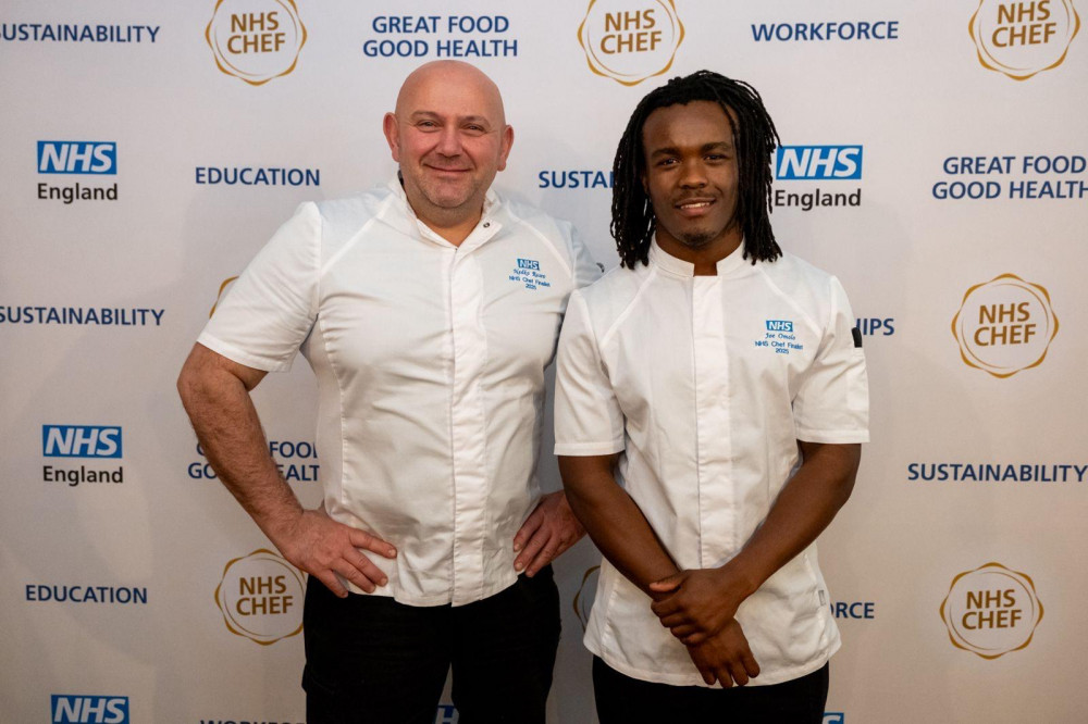 19-year-old Joe Omolo (right) picked up NHS England's Chef of the Year award alongside his teammate Nedko Rusev (Image - NHS England) 19-year-old Joe Omolo (right) picked up NHS England's Chef of the Year award alongside his teammate Nedko Rusev (Image - NHS England)