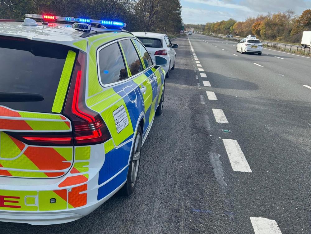 Police caught drivers texting and speeding on the A46 on Tuesday (image via Warwickshire OPU) Police caught drivers texting and speeding on the A46 on Tuesday (image via Warwickshire OPU)