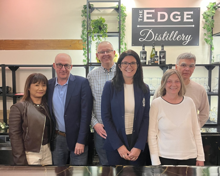 The new Edge Distillery team, with Karen and Rob Tonge in the centre (Credit: The Edge Distillery) The new Edge Distillery team, with Karen and Rob Tonge in the centre (Credit: The Edge Distillery)
