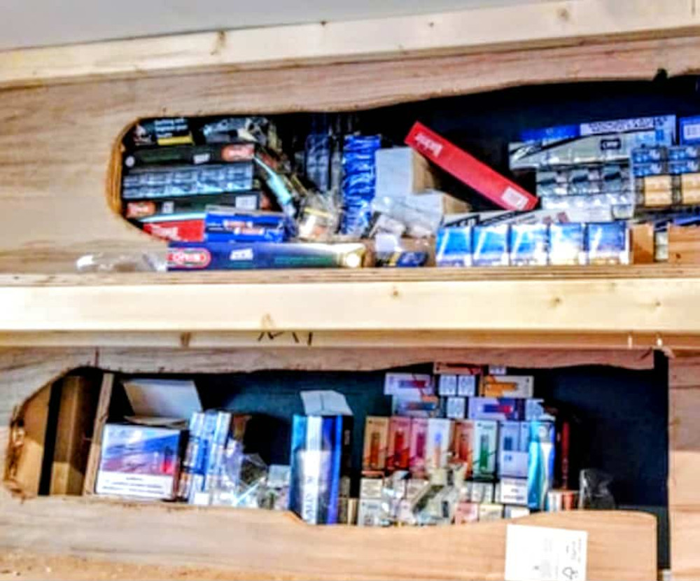 On Friday 24 October, officers from the Eastern PVP Exploitation team, alongside a colleague from the Foreign National Offender team and partners from Cheshire East Trading Standards undertook a number of visits to retailers in Crewe, Sandbach and Congleton (Photo: Cheshire Police). On Friday 24 October, officers from the Eastern PVP Exploitation team, alongside a colleague from the Foreign National Offender team and partners from Cheshire East Trading Standards undertook a number of visits to retailers in Crewe, Sandbach and Congleton (Photo: Cheshire Police).