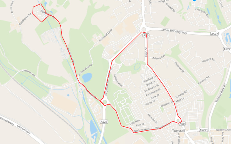 The order applies to the area shown in this map (image via Staffordshire Police)  The order applies to the area shown in this map (image via Staffordshire Police)