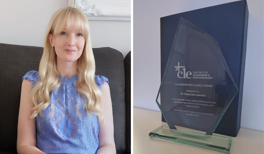 Dr Deborah Lawson has received the Leadership Excellence Award from the Centre for Leadership and Empowerment at the University of Greater Manchester (Credit: Deborah Lawson) Dr Deborah Lawson has received the Leadership Excellence Award from the Centre for Leadership and Empowerment at the University of Greater Manchester (Credit: Deborah Lawson)