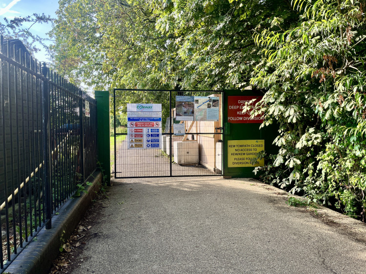 Final repairs are under way on the Thames towpath between Richmond Lock and Kew ahead of its reopening on 8 November (credit: Cesar Medina).