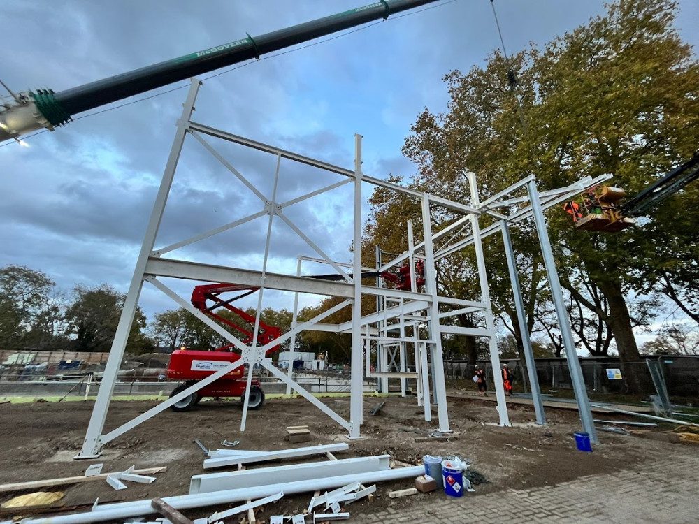 Steel structures have been delivered to the site of the new Kingfisher Leisure Centre (Credit: Kingston Council) Steel structures have been delivered to the site of the new Kingfisher Leisure Centre (Credit: Kingston Council)