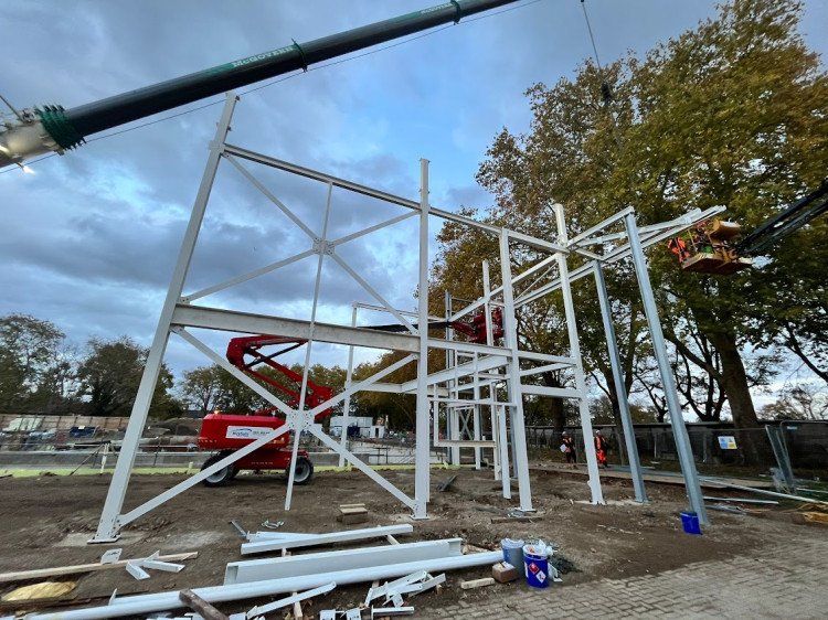 Steel structures have been delivered to the site of the new Kingfisher Leisure Centre (Credit: Kingston Council) Steel structures have been delivered to the site of the new Kingfisher Leisure Centre (Credit: Kingston Council)