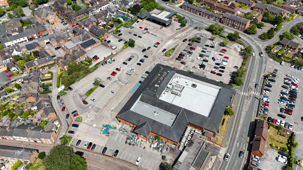 An aerial view of Nantwich above Morrisons. Nantwich Nub News has you covered for new local jobs to apply for every week (Photo: Jonathan White).