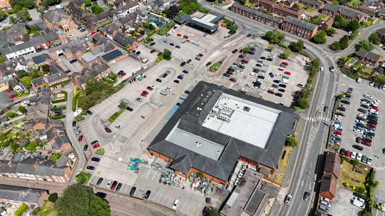 An aerial view of Nantwich above Morrisons. Nantwich Nub News has you covered for new local jobs to apply for every week (Photo: Jonathan White).