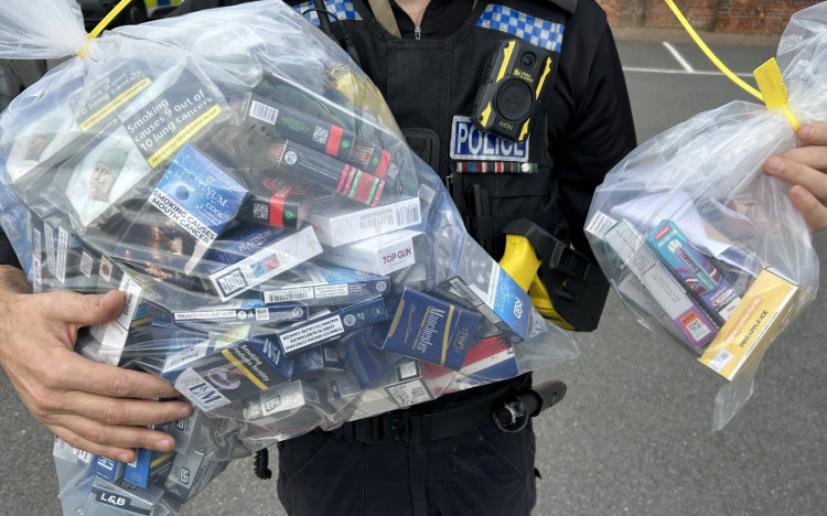 Local businesses were visited by police as part of a nationwide initiative titled OpMachiniz (image via Leamington Police/ Facebook) 